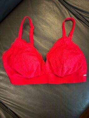 PINK Victoria's Secret Bright Red Lace Bralette